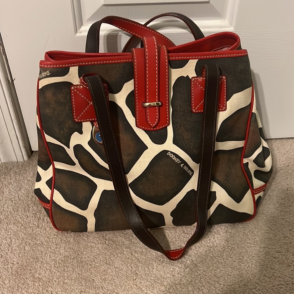 Dooney & Bourke Animal Print Canvas and Leather Shoulder Bag